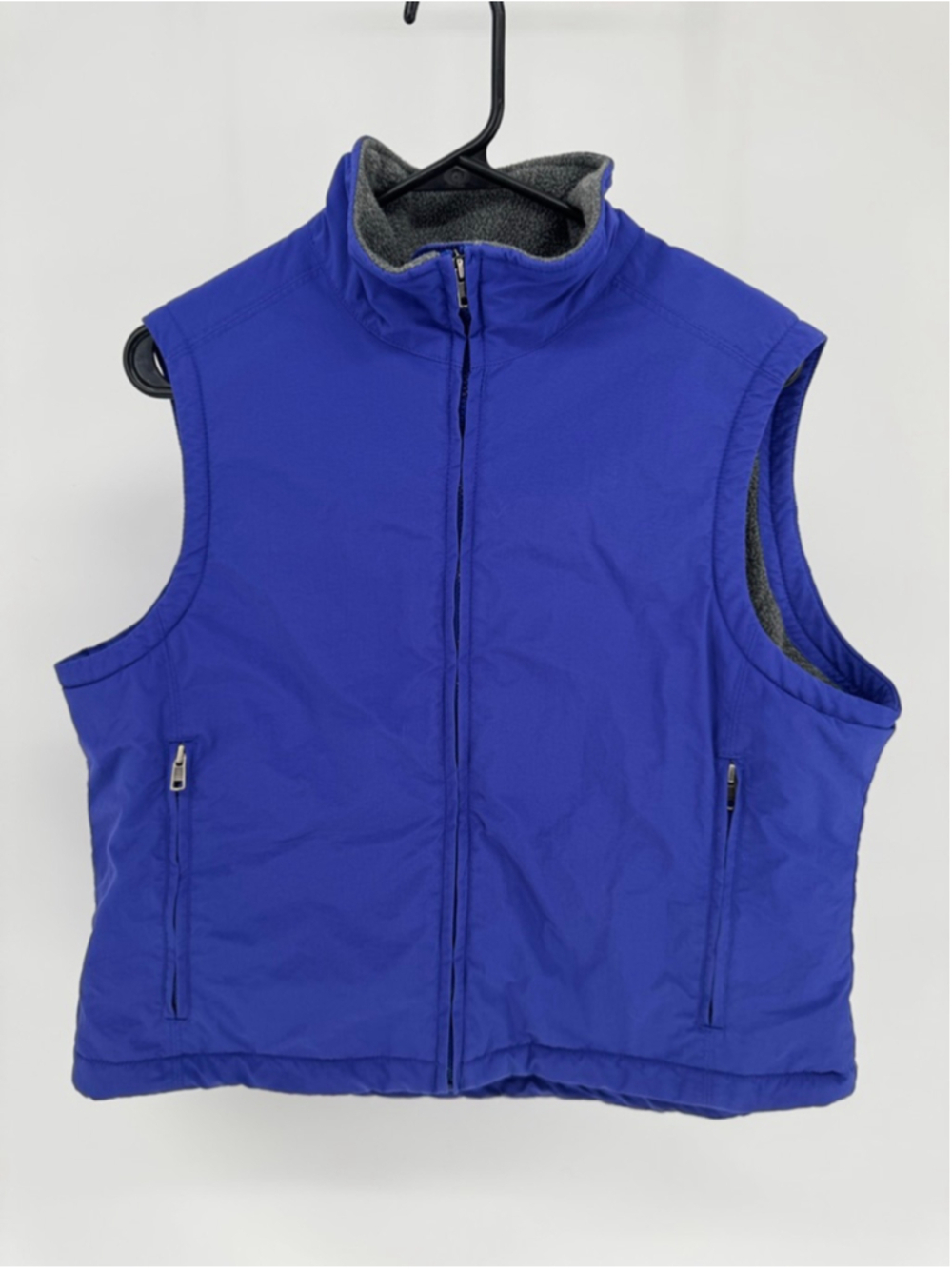 L.L. Bean Women’s L Blue Wind Rain Hiking Full Zip Thick Fleece Lined Vest VTG